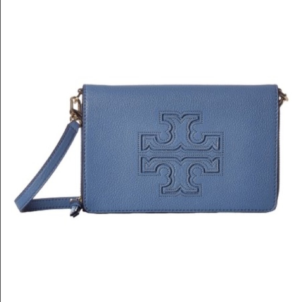TORY BURCH Wallis Blue Leather Harper Cros…